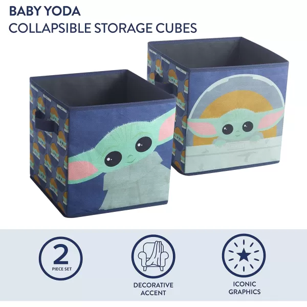 Idea Nuova Baby Shark Collapsible Storage Cubes, Set of 2, 10"x10",Baby Shark Blue/Yellow
