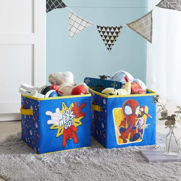 Idea Nuova Baby Shark Collapsible Storage Cubes, Set of 2, 10"x10",Baby Shark Blue/Yellow