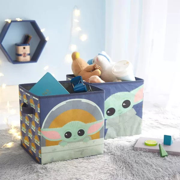 Idea Nuova Baby Shark Collapsible Storage Cubes, Set of 2, 10"x10",Baby Shark Blue/Yellow