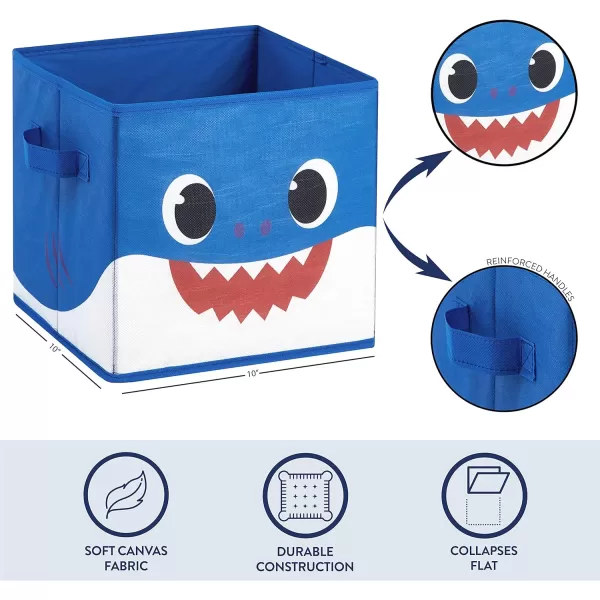 Idea Nuova Baby Shark Collapsible Storage Cubes, Set of 2, 10"x10",Baby Shark Blue/Yellow