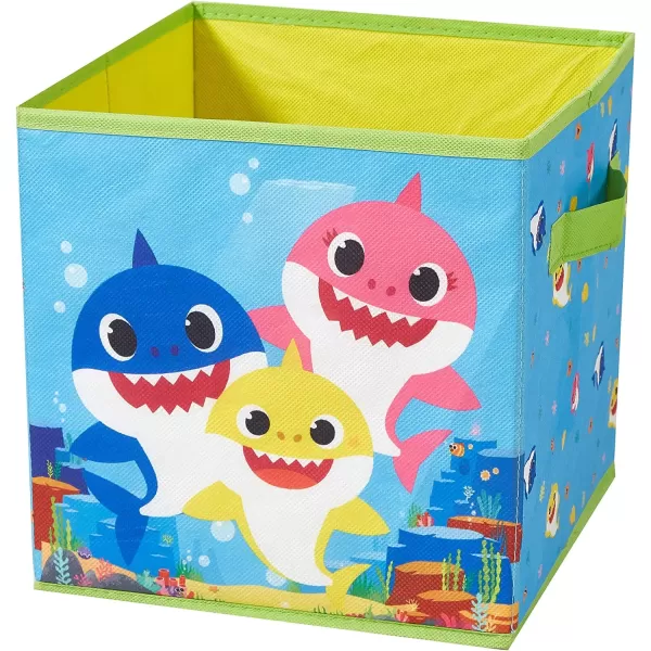Idea Nuova Baby Shark Collapsible Storage Cubes, Set of 2, 10"x10",Baby Shark Blue/Yellow