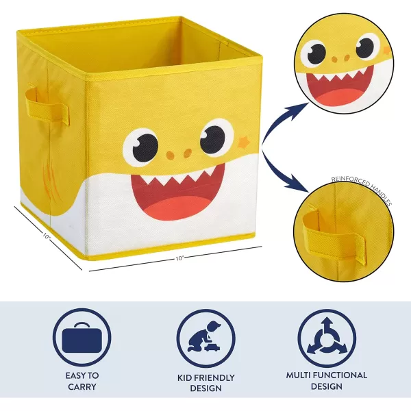Idea Nuova Baby Shark Collapsible Storage Cubes, Set of 2, 10"x10",Baby Shark Blue/Yellow