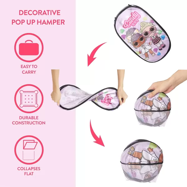 Idea Nuova JoJo Siwa Pop Up Hamper with Durable Carry Handles, 21'' H x 13.5'' W X 13.5'' L
