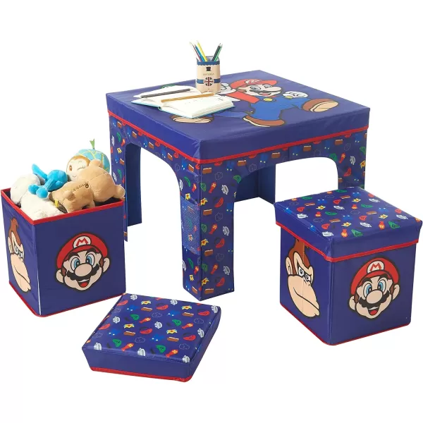 Idea Nuova JoJo Siwa Unicorn 3 Piece Collapsible Table and Chair Set with Storage Table and 2 Ottomans