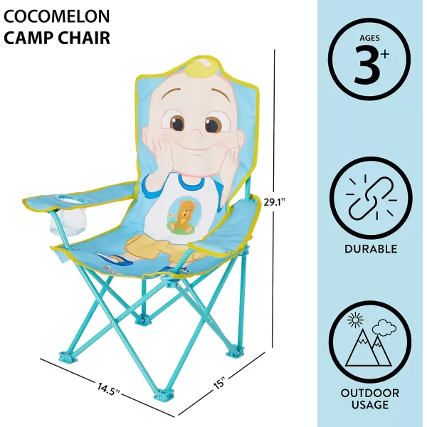 Idea Nuova Kids Indoor-Outdoor Folding Camp Chair with Carry Case, Cocomelon