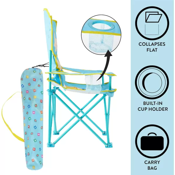 Idea Nuova Kids Indoor-Outdoor Folding Camp Chair with Carry Case, Cocomelon