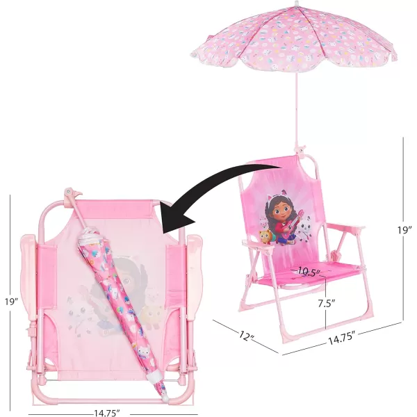 Idea Nuova Kids Outdoor Beach Chair with Umbrella, Gabby's Dollhouse