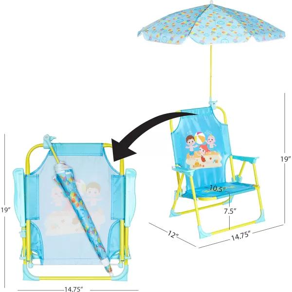 Idea Nuova Kids Outdoor Beach Chair with Umbrella, Gabby's Dollhouse