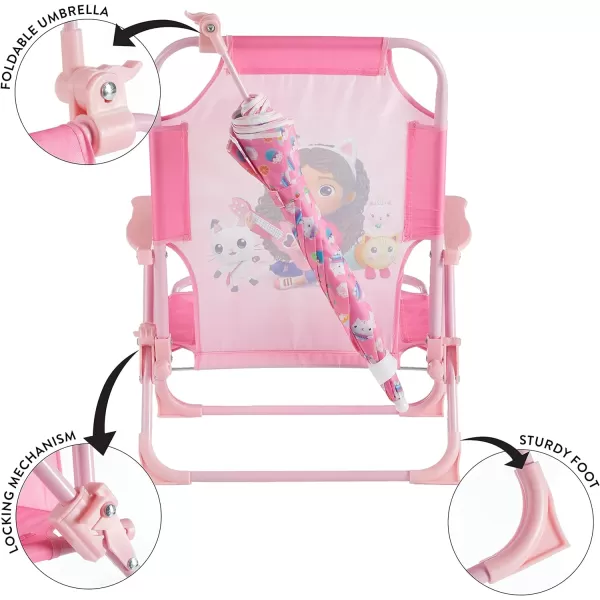 Idea Nuova Kids Outdoor Beach Chair with Umbrella, Gabby's Dollhouse