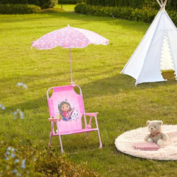 Idea Nuova Kids Outdoor Beach Chair with Umbrella, Gabby's Dollhouse