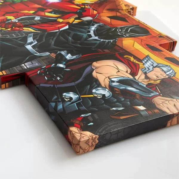 Idea Nuova Marvel Avengers Captain America, Hulk, Iron Man, Black Panther and Thor 5 Piece Canvas Printed Wall Art Décor Set, Overall 40" W x 20" H