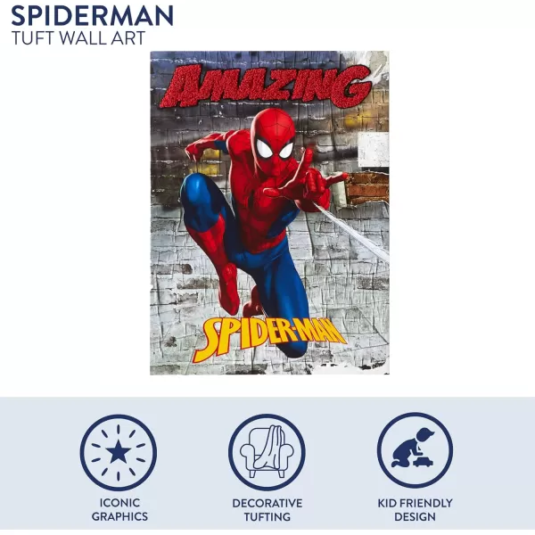 Idea Nuova Marvel Spiderman Canvas Wall Art and Décor with 3D Tufting, 11" Wx15 H