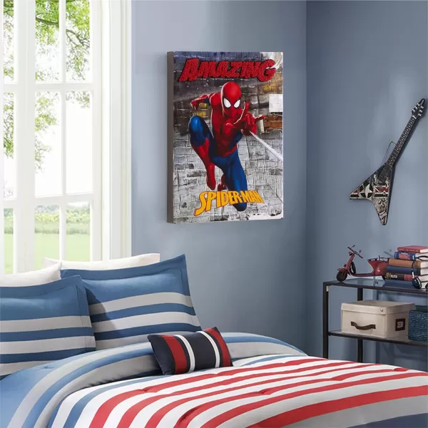 Idea Nuova Marvel Spiderman Canvas Wall Art and Décor with 3D Tufting, 11" Wx15 H
