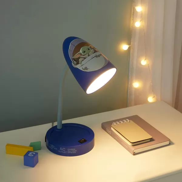 Idea Nuova Star Wars The Mandalorian Switch Operated LED Task Table and Desk Lamp with Charging Outlet
