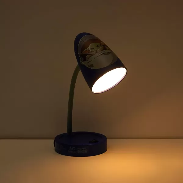 Idea Nuova Star Wars The Mandalorian Switch Operated LED Task Table and Desk Lamp with Charging Outlet