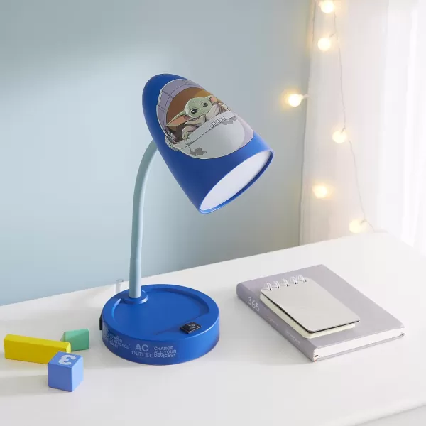 Idea Nuova Star Wars The Mandalorian Switch Operated LED Task Table and Desk Lamp with Charging Outlet