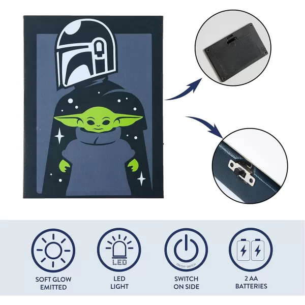 Idea Nuova Star Wars: The Mandalorian featuring The Child LED Canvas Wall Art, 15.75"x11.5"