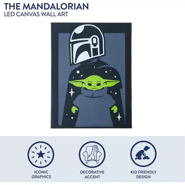 Idea Nuova Star Wars: The Mandalorian featuring The Child LED Canvas Wall Art, 15.75"x11.5"