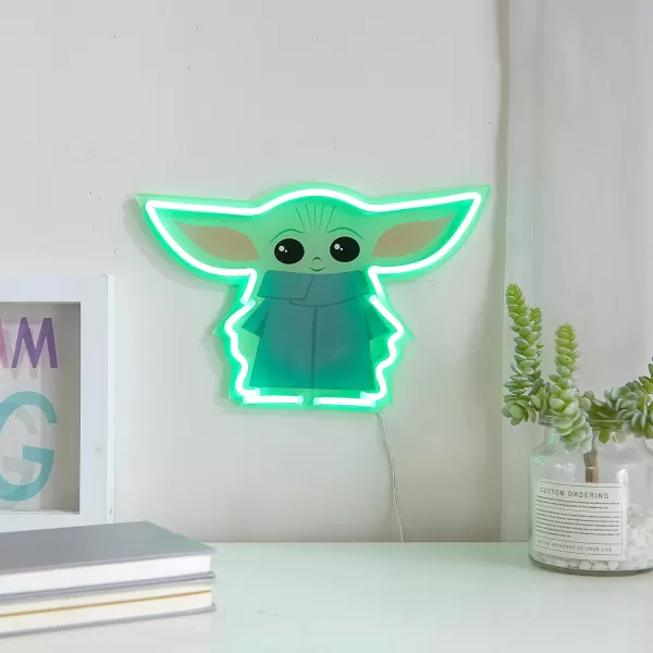 Idea Nuova Star Wars: The Mandalorian featuring The Child LED Neon Figural Mounted Wall Art, 11.8" L x 7.56" H x .55" D
