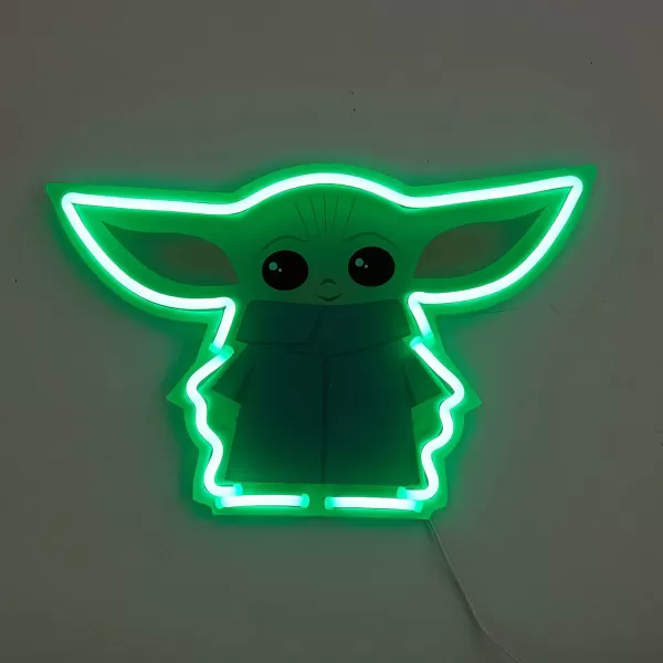 Idea Nuova Star Wars: The Mandalorian featuring The Child LED Neon Figural Mounted Wall Art, 11.8" L x 7.56" H x .55" D
