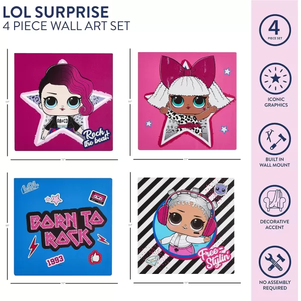 LOL Surprise 4 Pack Canvas Wall Art, Pink