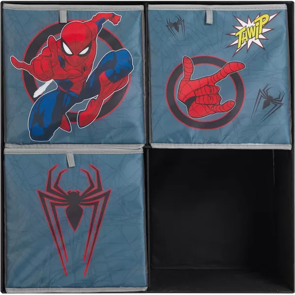 Marvel Spiderman Collapsible Storage Cubby Organizer and Bookshelf with 3 Collapsible Cubes