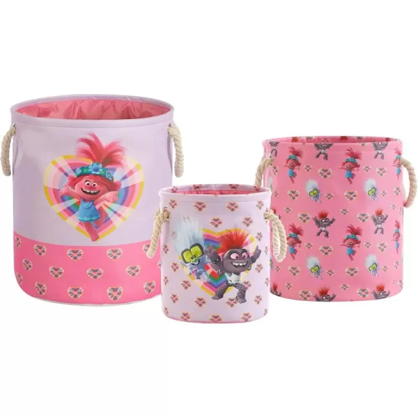 Idea Nuova Baby Shark 3 Piece Multi Size Fabric Nestable Toy Storage Basket Set, with Rope Carry Handles