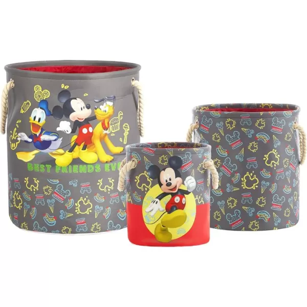 Idea Nuova Baby Shark 3 Piece Multi Size Fabric Nestable Toy Storage Basket Set, with Rope Carry Handles