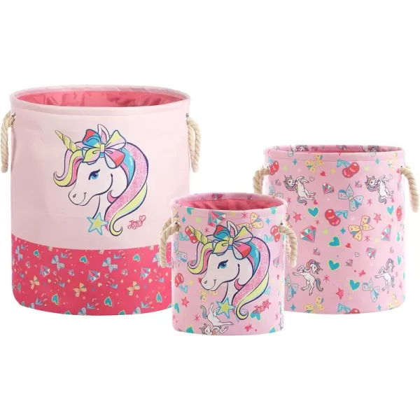 Idea Nuova Baby Shark 3 Piece Multi Size Fabric Nestable Toy Storage Basket Set, with Rope Carry Handles
