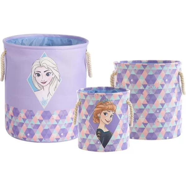 Idea Nuova Baby Shark 3 Piece Multi Size Fabric Nestable Toy Storage Basket Set, with Rope Carry Handles