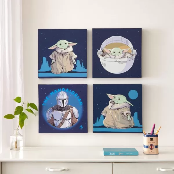 Idea Nuova Baby Shark 4 Pack Square Canvas Wall Art Set, 11''x11'' each