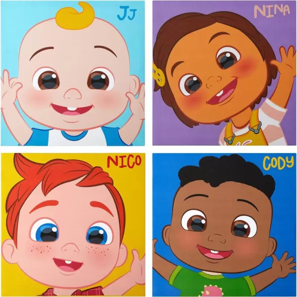 Idea Nuova Baby Shark 4 Pack Square Canvas Wall Art Set, 11''x11'' each