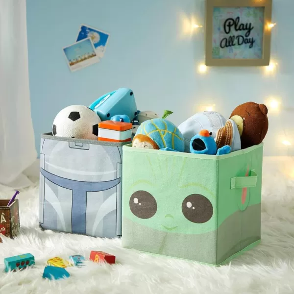 Idea Nuova Baby Shark Collapsible Storage Cubes, Set of 2, 10"x10",Baby Shark Blue/Yellow