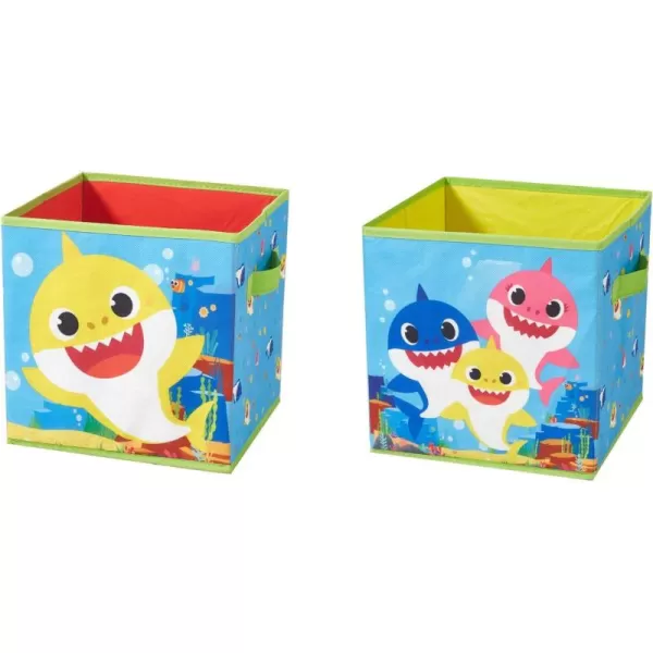 Idea Nuova Baby Shark Collapsible Storage Cubes, Set of 2, 10"x10",Baby Shark Blue/Yellow