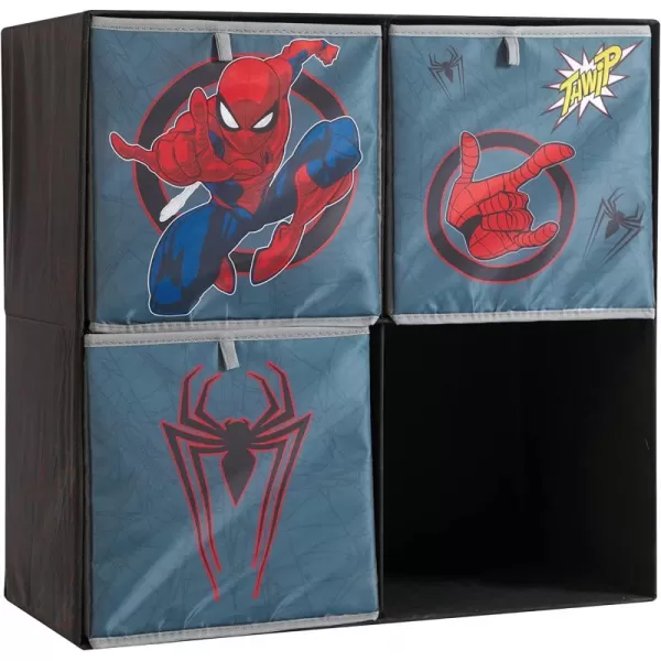 Marvel Spiderman Collapsible Storage Cubby Organizer and Bookshelf with 3 Collapsible Cubes