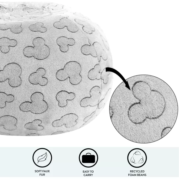 Idea Nuova Disney Mickey Mouse Embossed Faux Fur Round Bean Bag Chair for Kids,24"x24"x18"