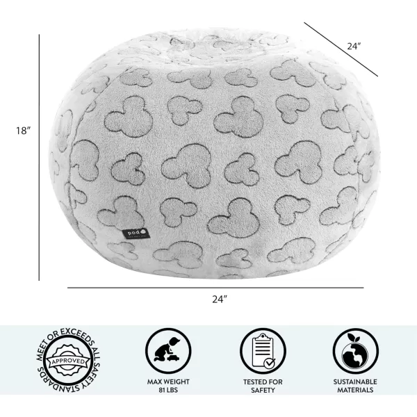 Idea Nuova Disney Mickey Mouse Embossed Faux Fur Round Bean Bag Chair for Kids,24"x24"x18"