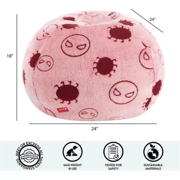 Idea Nuova Disney Mickey Mouse Embossed Faux Fur Round Bean Bag Chair for Kids,24"x24"x18"
