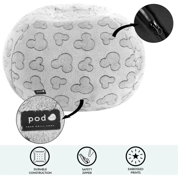 Idea Nuova Disney Mickey Mouse Embossed Faux Fur Round Bean Bag Chair for Kids,24"x24"x18"