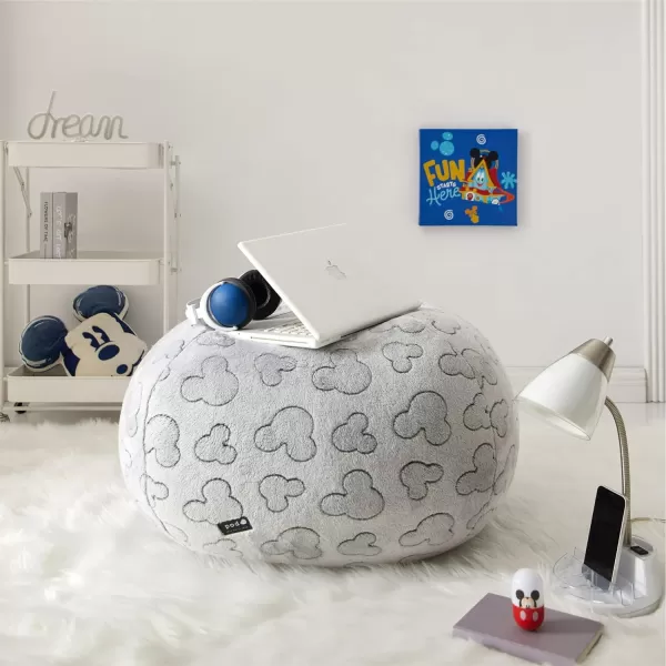 Idea Nuova Disney Mickey Mouse Embossed Faux Fur Round Bean Bag Chair for Kids,24"x24"x18"
