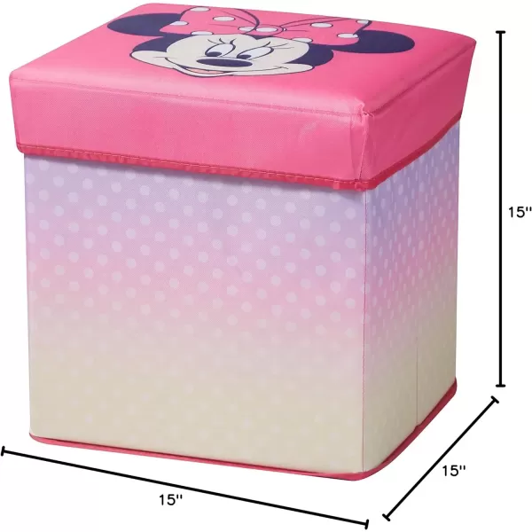 Idea Nuova Disney Minnie Mouse 3 Piece Collapsible Storage Set with Collapsible Ottoman, Bin and Figural Dome Pop Up Hamper, Pink