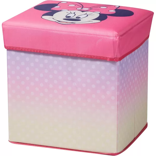 Idea Nuova Disney Minnie Mouse 3 Piece Collapsible Storage Set with Collapsible Ottoman, Bin and Figural Dome Pop Up Hamper, Pink