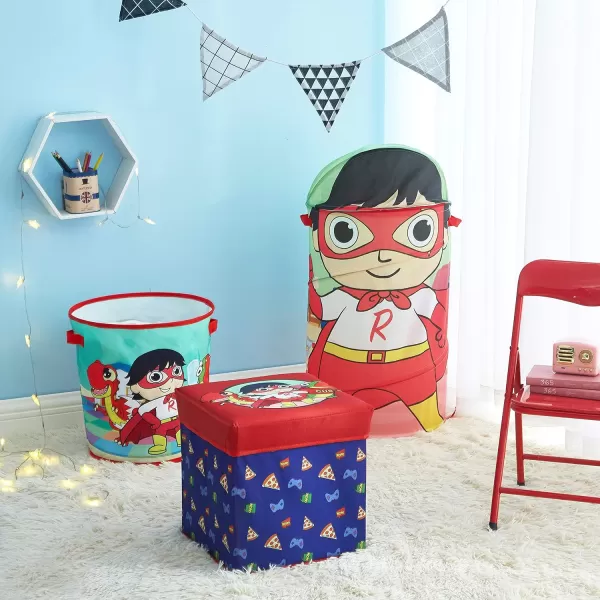 Idea Nuova Disney Minnie Mouse 3 Piece Collapsible Storage Set with Collapsible Ottoman, Bin and Figural Dome Pop Up Hamper, Pink