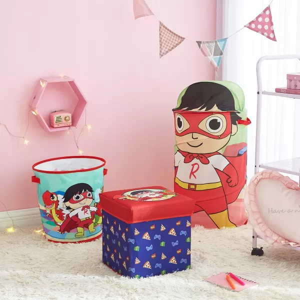 Idea Nuova Disney Minnie Mouse 3 Piece Collapsible Storage Set with Collapsible Ottoman, Bin and Figural Dome Pop Up Hamper, Pink