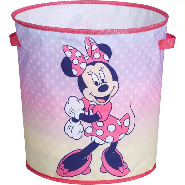 Idea Nuova Disney Minnie Mouse 3 Piece Collapsible Storage Set with Collapsible Ottoman, Bin and Figural Dome Pop Up Hamper, Pink