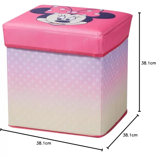 Idea Nuova Disney Minnie Mouse 3 Piece Collapsible Storage Set with Collapsible Ottoman, Bin and Figural Dome Pop Up Hamper, Pink