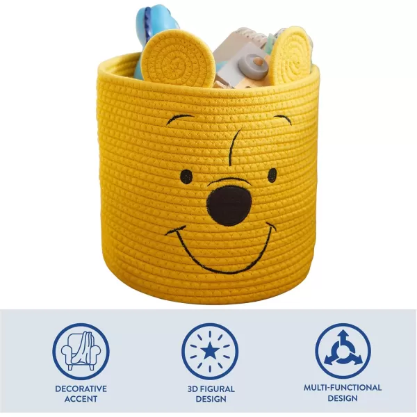 Idea Nuova Disney Winnie the Pooh Figural Rope Storage Organizer Basket, 10" H x 10" W