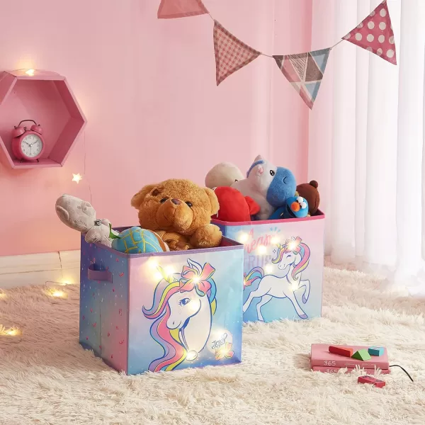 Idea Nuova DreamWorks Trolls 2 Pack Collapsible Storage 11.5" Cubes with LED Lights
