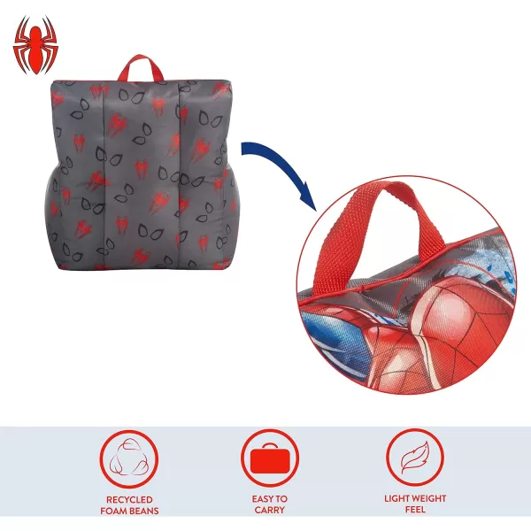 Idea Nuova Marvel Spiderman Toddler Nylon Bean Bag Chair with Piping &amp; Top Carry Handle, Large