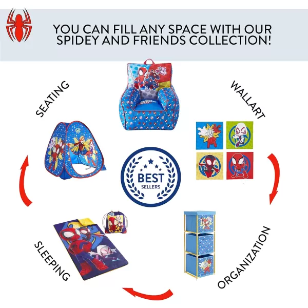 Idea Nuova Marvel Spiderman Toddler Nylon Bean Bag Chair with Piping &amp; Top Carry Handle, Large